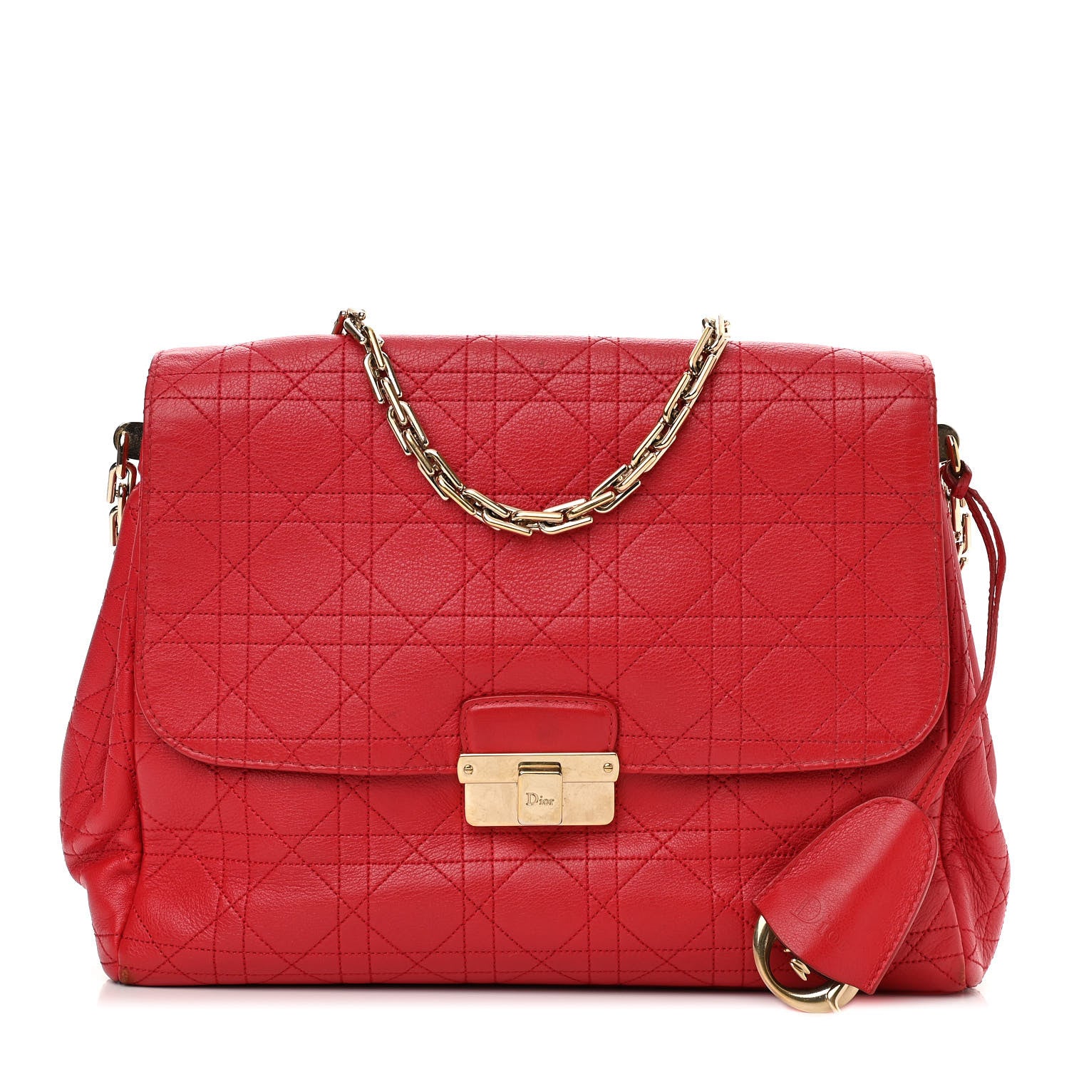 Christian Dior Calfskin Cannage Stitched Medium Diorling Red 1 of 11