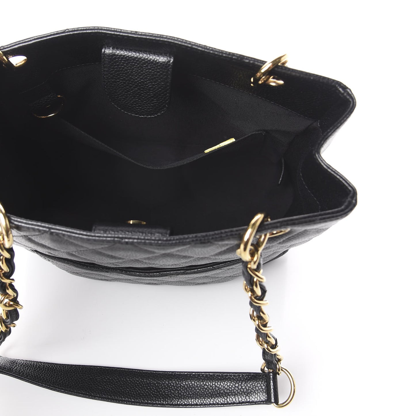 Caviar Quilted Petit Shopping Tote PST Black