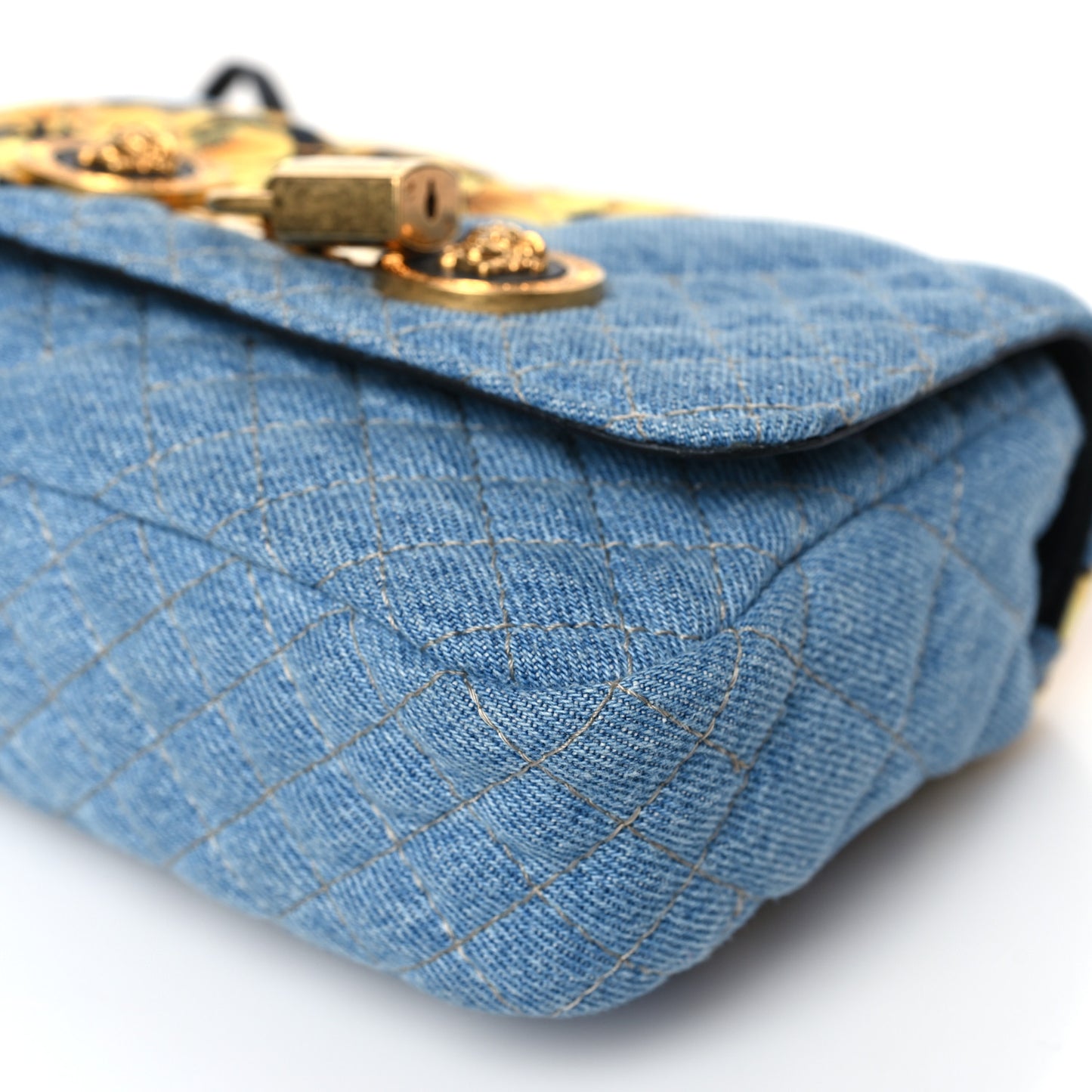 Denim Barocco Printed Icon Small Crossbody Bag Blue