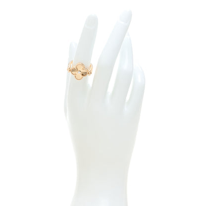 Van Cleef & Arpels 18K Rose Gold Diamond Carnelian Reversible Guilloche Vintage Alhambra Ring 51 5.75 2 of 8