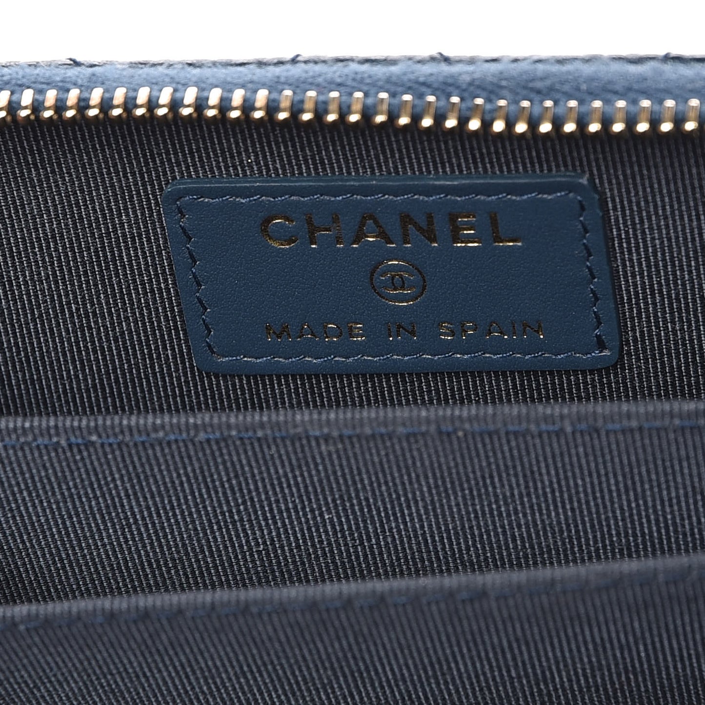 Caviar Quilted Zip Coin Purse Dark Blue