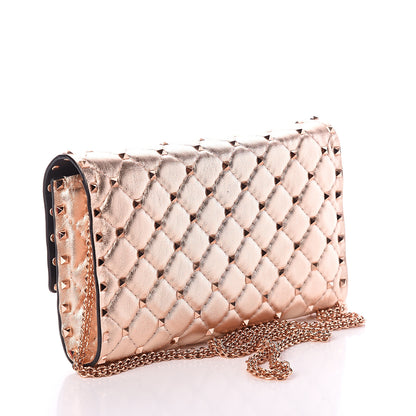 Valentino Garavani Metallic Lambskin Rockstud Spike Wallet on Chain Rame 2 of 7