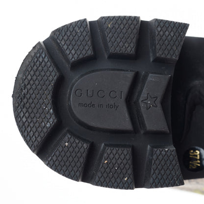 Gucci GG Supreme Monogram Flora Lace Up Combat Ankle Boots 37.5 Beige Multicolor Red 6 of 8