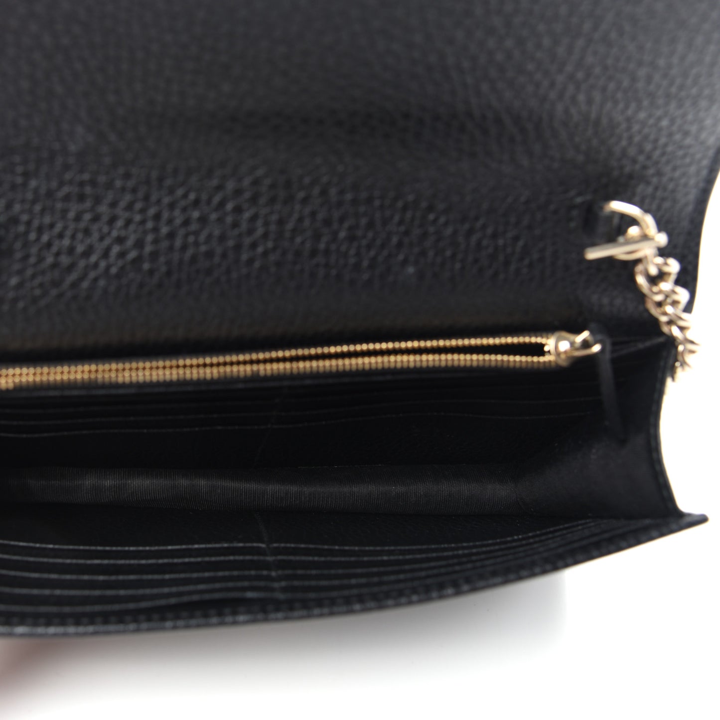 Dollar Calfskin Interlocking G Chain Wallet Black