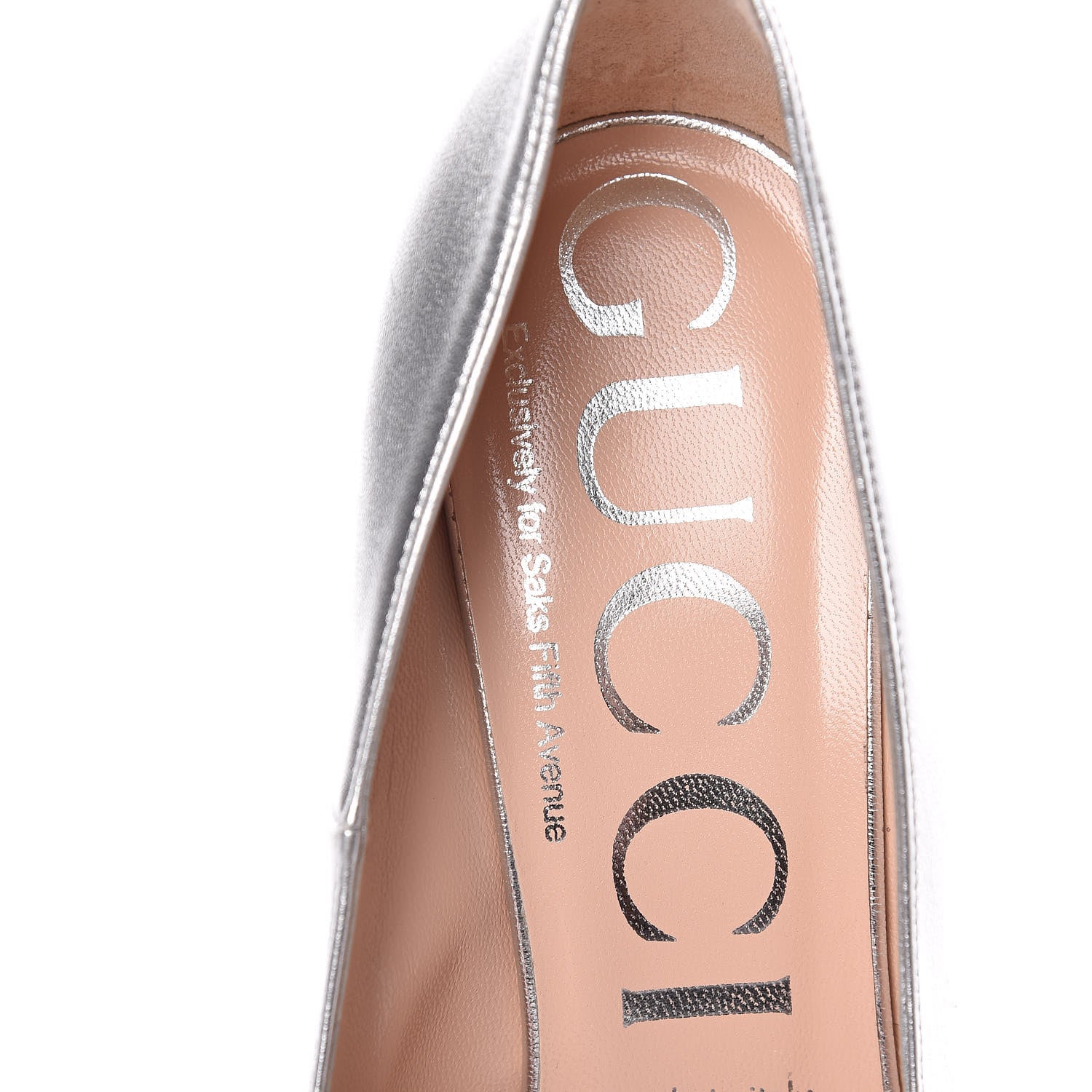 Gucci Nappa Silk Pumps 37.5 Argento 7 of 14