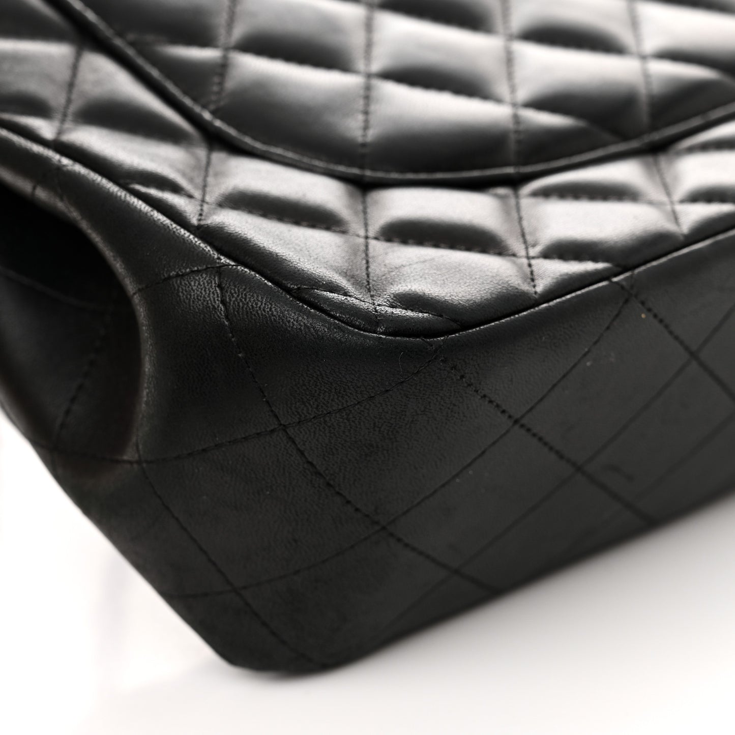 Lambskin Quilted Jumbo Double Flap Black