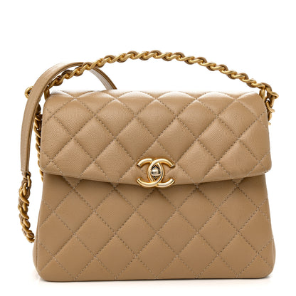 Chanel Caviar Quilted 31 Rue Cambon Top Handle Flap Dark Beige 1 of 12