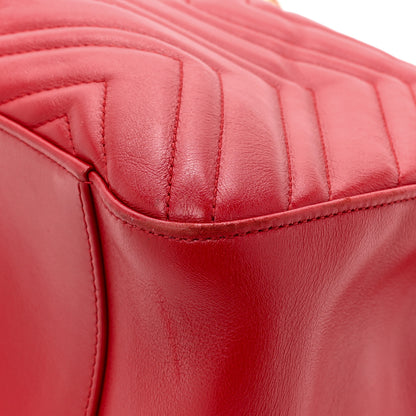 Gucci Calfskin Matelasse Medium GG Marmont Shoulder Tote Bag Hibiscus Red 15 of 17