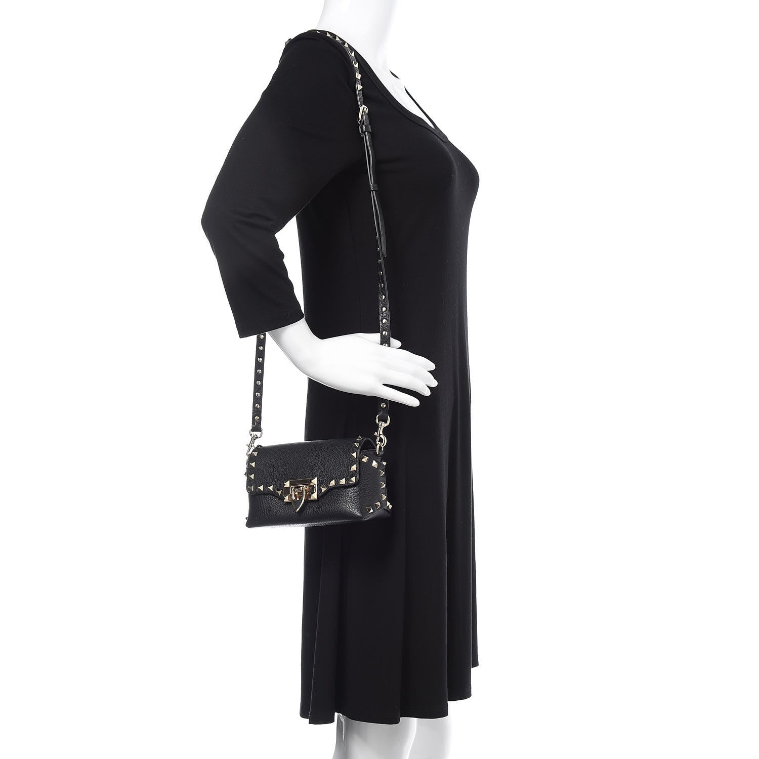 Valentino Garavani Pebbled Calfskin Mini Rockstud Crossbody Bag Black 2 of 9