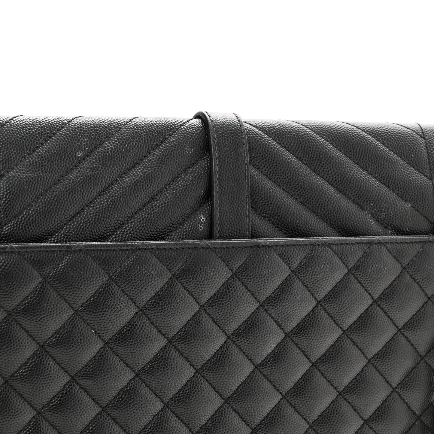 Grain De Poudre Textured Mixed Matelasse Large Triquilt Monogram Monochrome Satchel Black