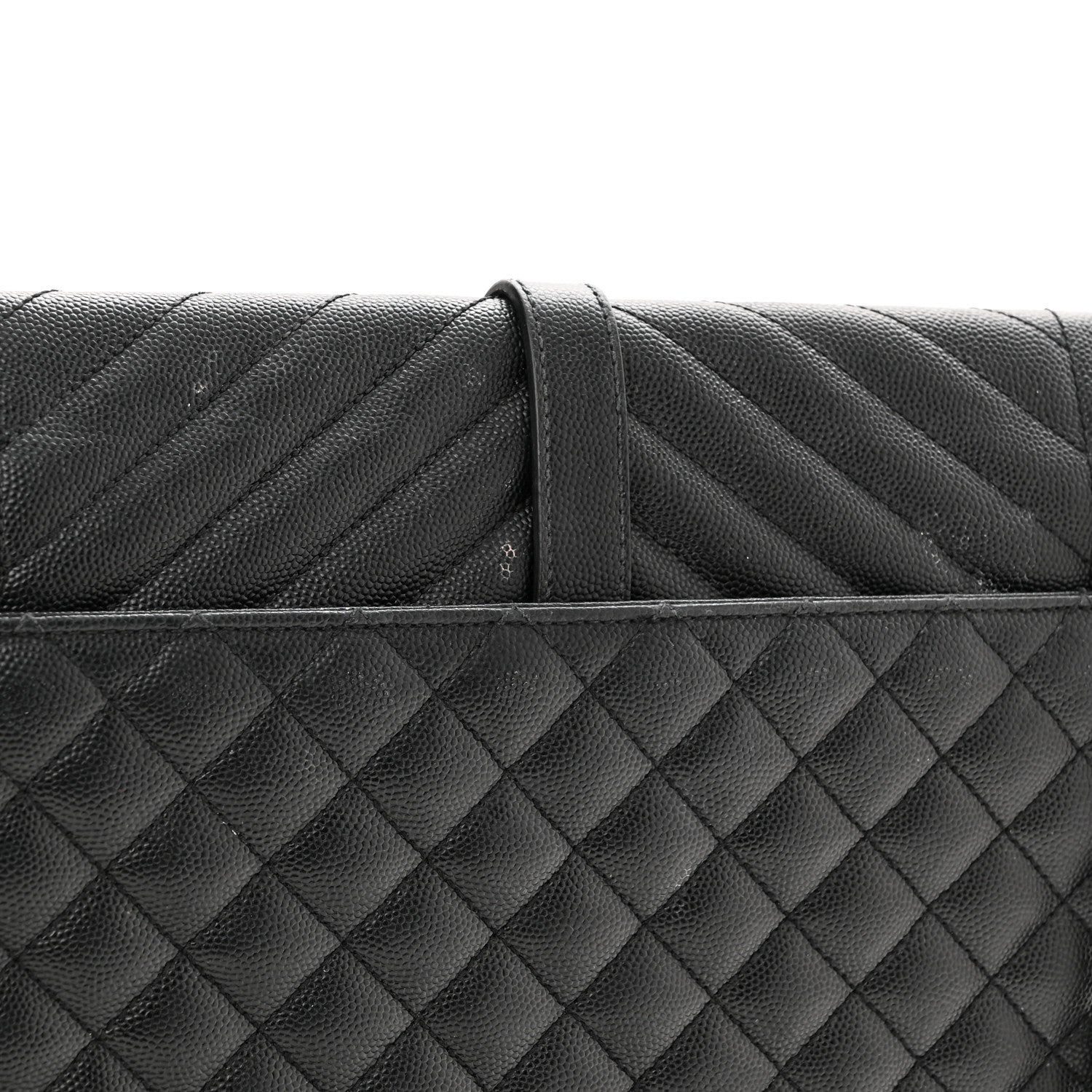 Saint Laurent Grain De Poudre Textured Mixed Matelasse Large Triquilt Monogram Monochrome Satchel Black 17 of 21
