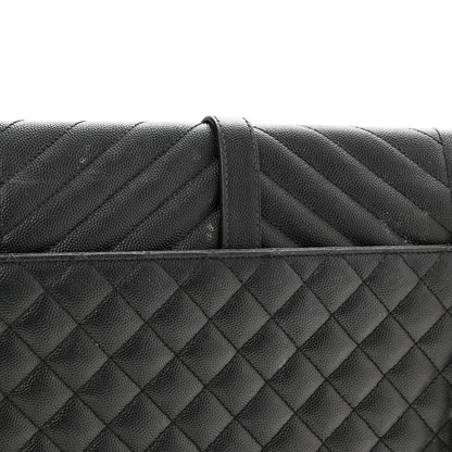 Saint Laurent Grain De Poudre Textured Mixed Matelasse Large Triquilt Monogram Monochrome Satchel Black 17 of 21