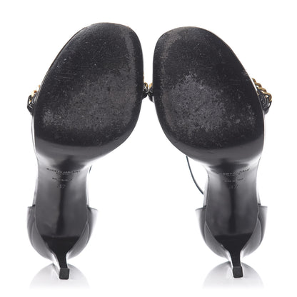Saint Laurent Patent Calfskin Chain Jane 110 Ankle Strap Sandals 37 Black 5 of 8