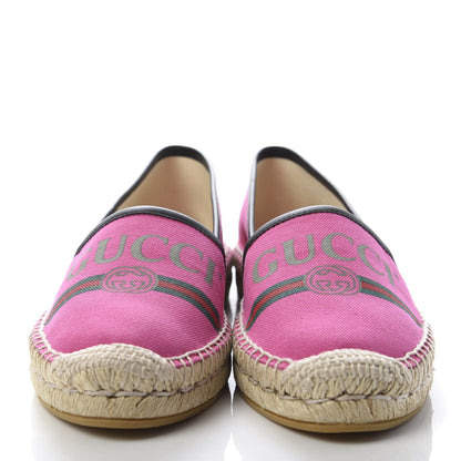 Gucci Canvas Logo Espadrilles 36.5 Cyclamen Rose Black 2 of 10