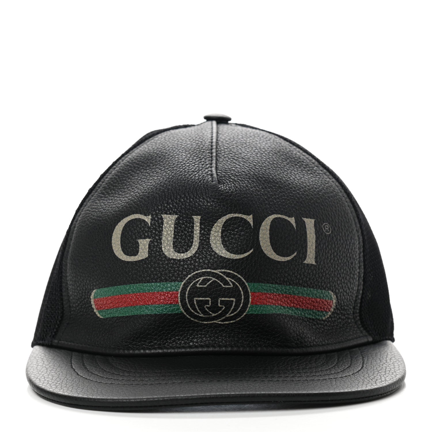Gucci Grained Calfskin Logo Baseball Hat L Black 5 of 9