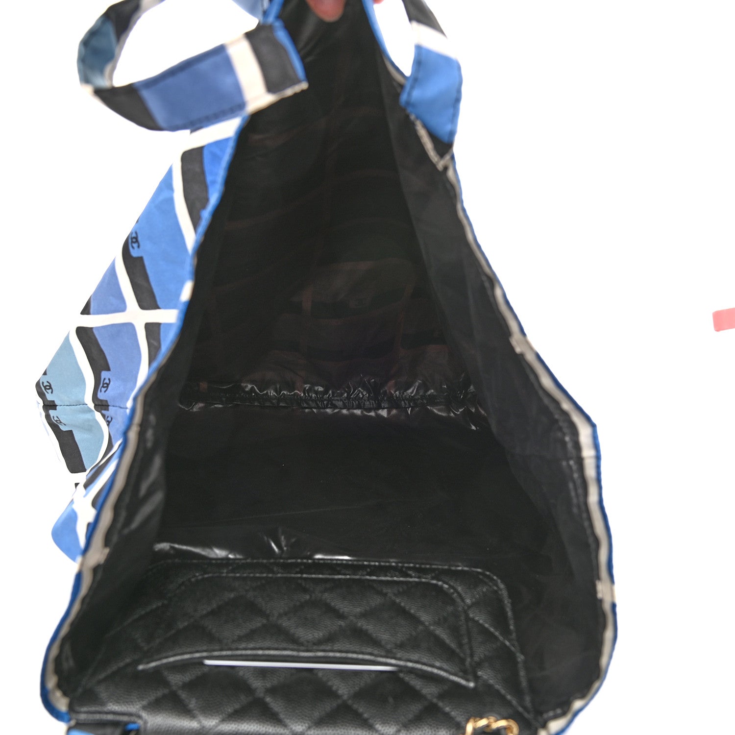 Chanel Caviar Fabric Quilted Foldable Tote With Chain Black Multicolor 8 of 15