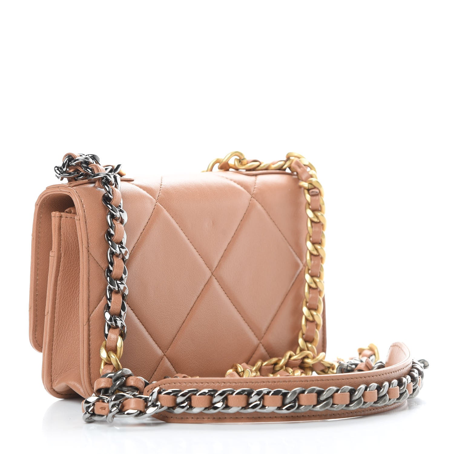 Chanel Lambskin Quilted 19 Wallet On Chain WOC Brown 3 of 14