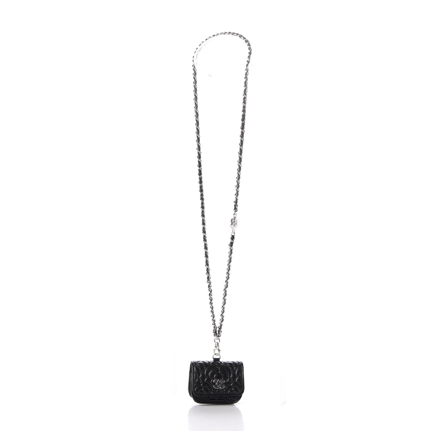 Chanel Caviar Camellia Embossed Airpods Pro Case Black 3 of 9