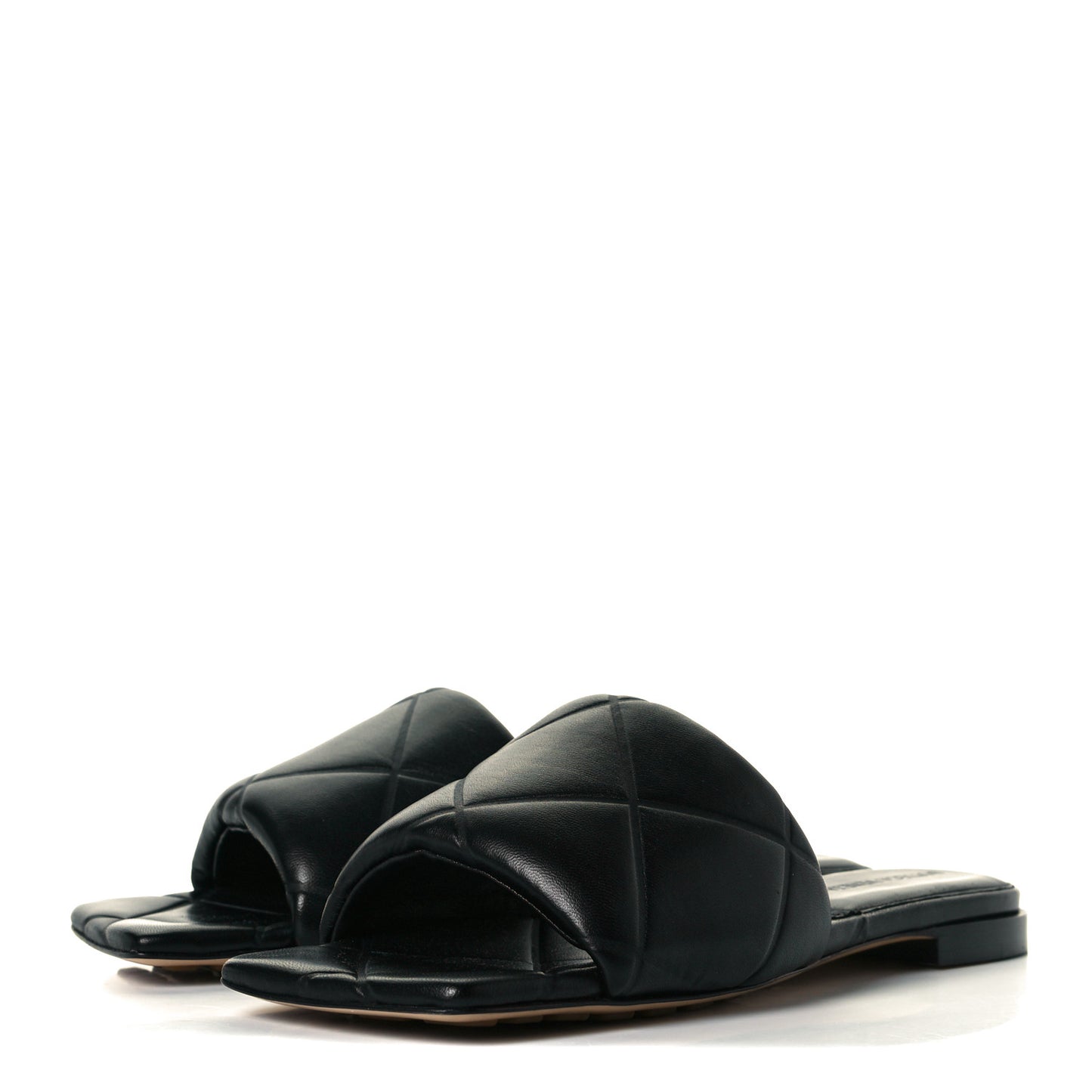 Nappa Quilted Rubber Lido Flat Sandals 37 Black