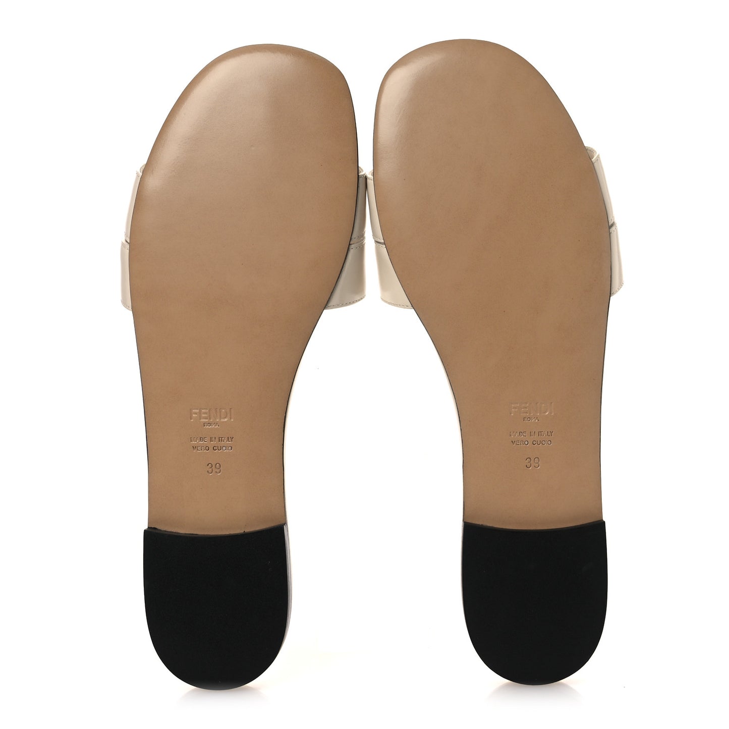 Vitello Cuoio FFold Flat Slide Sandals 39 Off-White