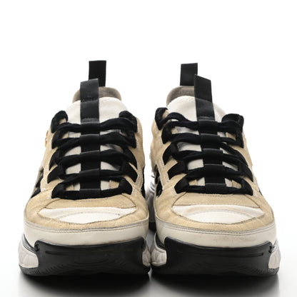 Chanel Fabric Calfskin Suede CC Sneakers 38 Ivory Black 2 of 9