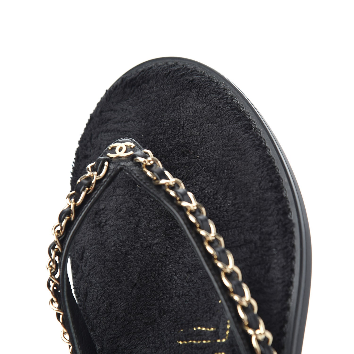 Chanel Lambskin CC Chain Thong Sandals 39 Black 8 of 14