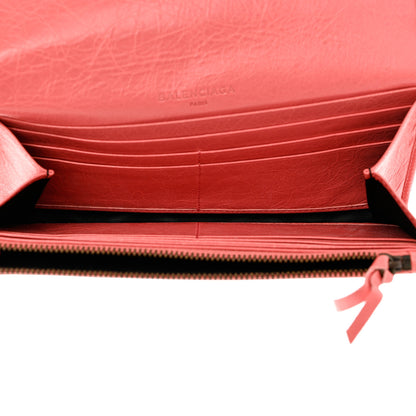 Balenciaga Agneau Classic Hardware Continental Zip Around Wallet Rose Jaipur 5 of 8