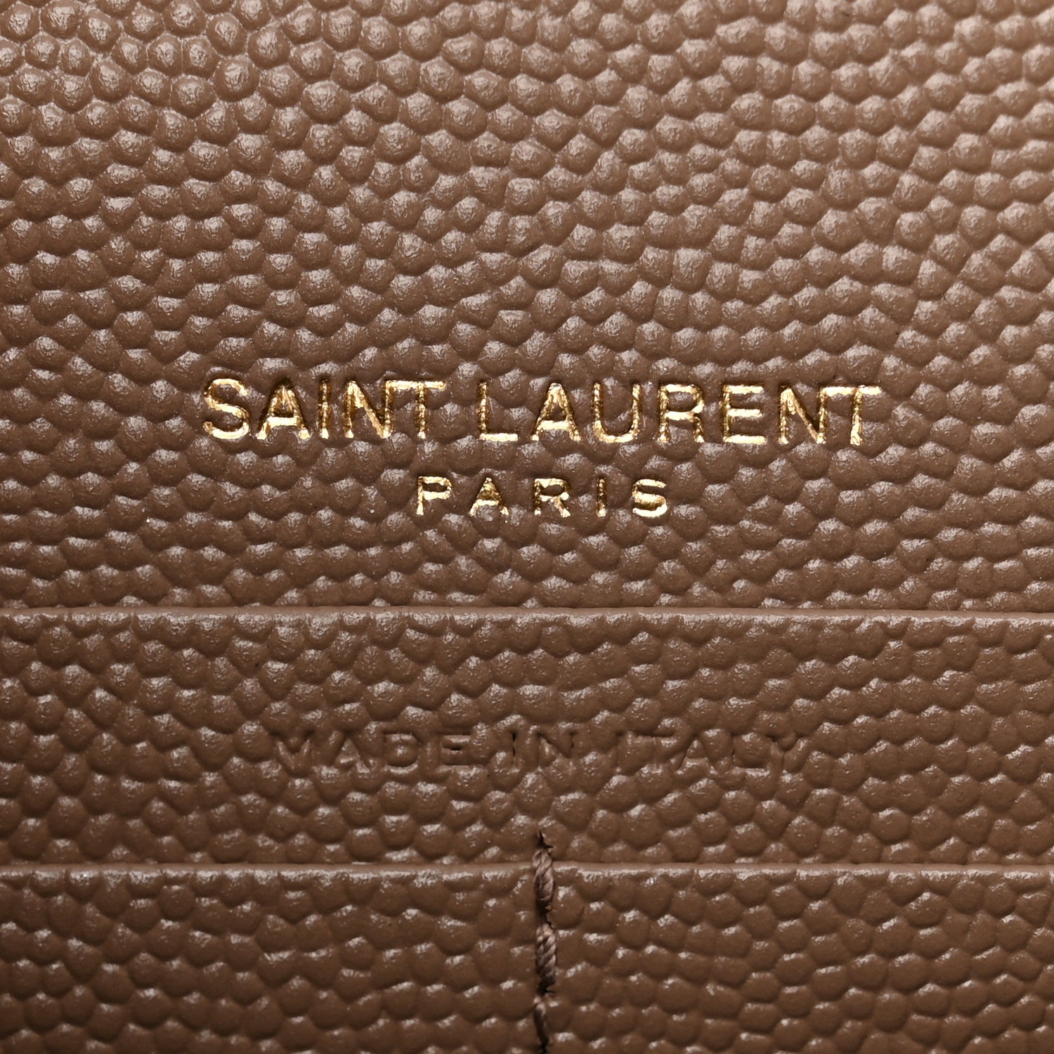 Saint Laurent Grain De Poudre Matelasse Chevron Monogram Envelope Chain Wallet Dark Latte 6 of 11