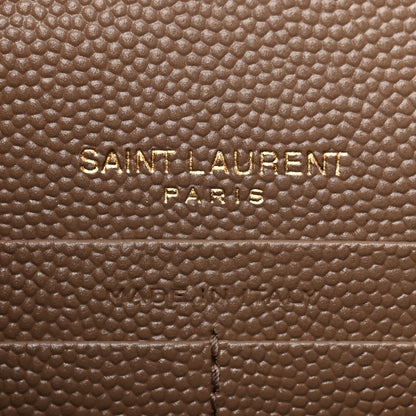 Saint Laurent Grain De Poudre Matelasse Chevron Monogram Envelope Chain Wallet Dark Latte 6 of 11