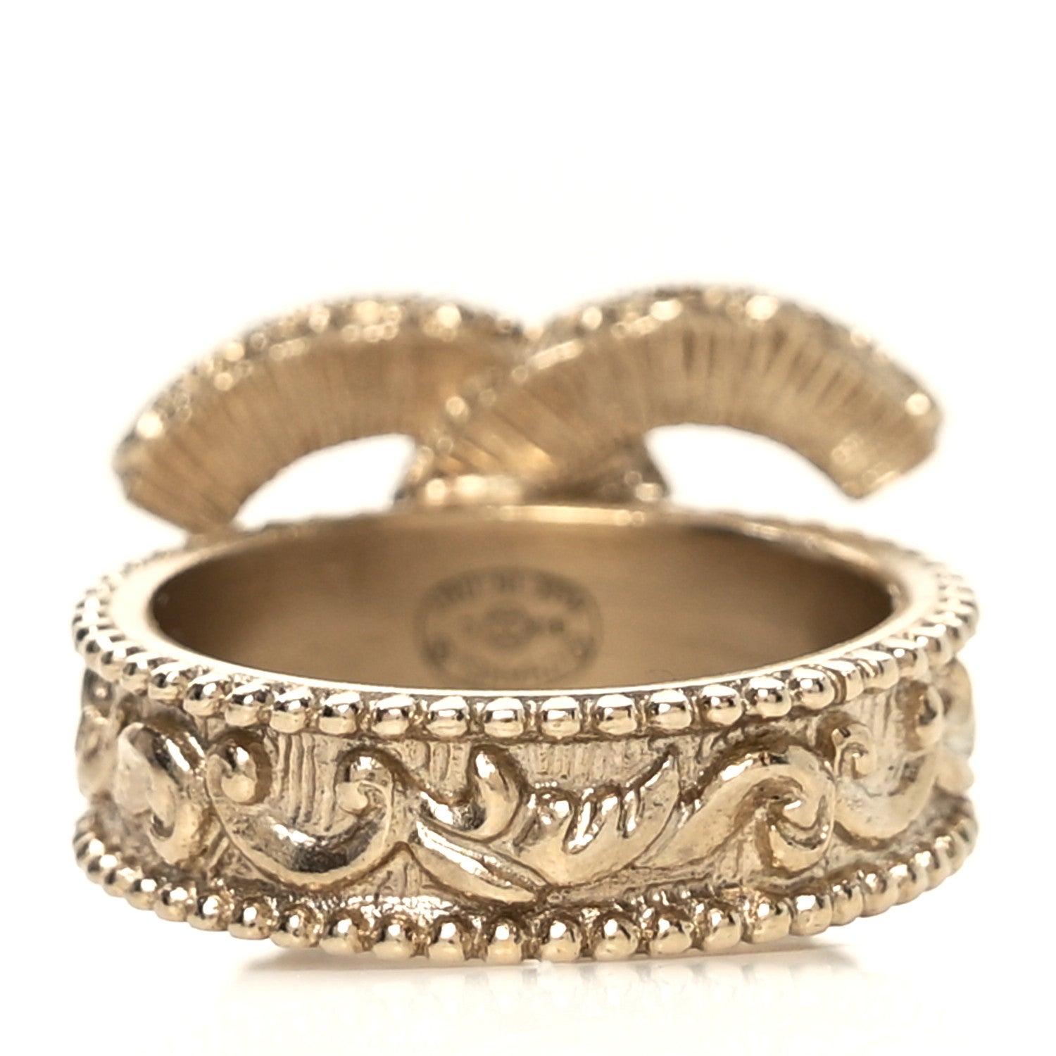 Chanel Enamel CC Baroque Ring 52 6 Black Gold 1815697 – FASHIONPHILE