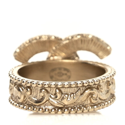 Chanel Enamel CC Baroque Ring 52 6 Black Gold 3 of 5