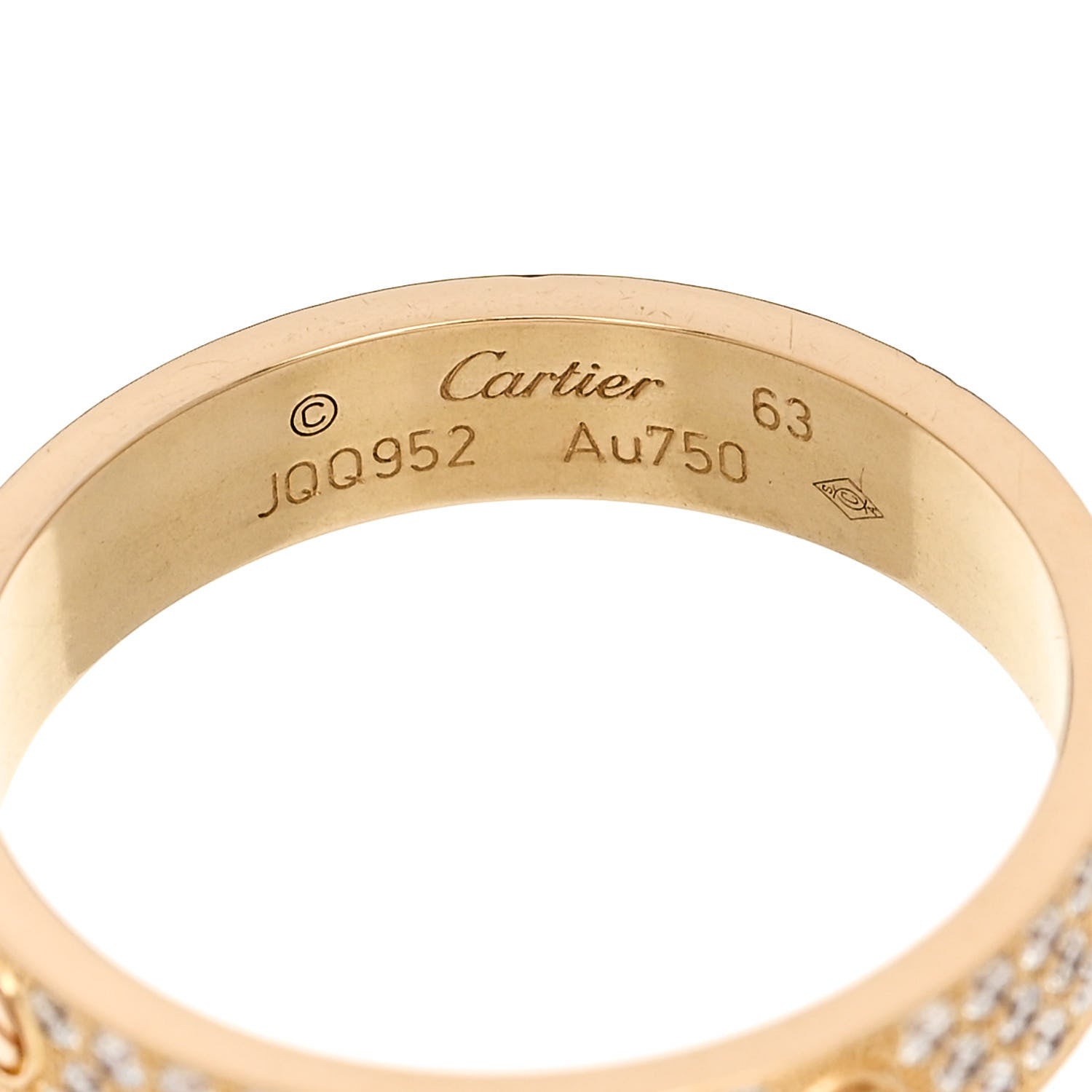 Cartier 18K Yellow Gold Diamond 4mm LOVE Wedding Paved Band Ring 63 10.25 4 of 5