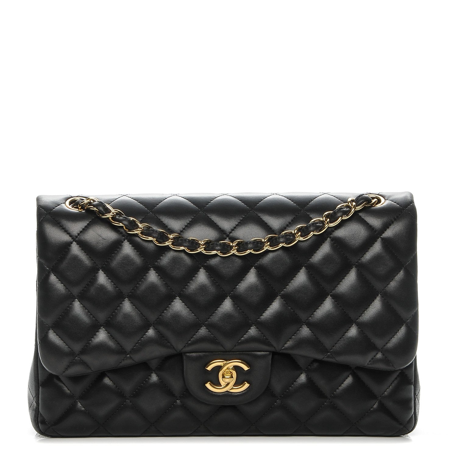 Chanel Lambskin Quilted Jumbo Double Flap Black 1 of 9