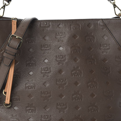 MCM Calfskin Ottomar Monogram Medium Klara Hobo Chestnut 9 of 9