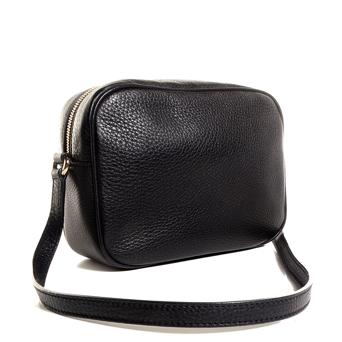 Pebbled Calfskin Small Soho Disco Bag Black