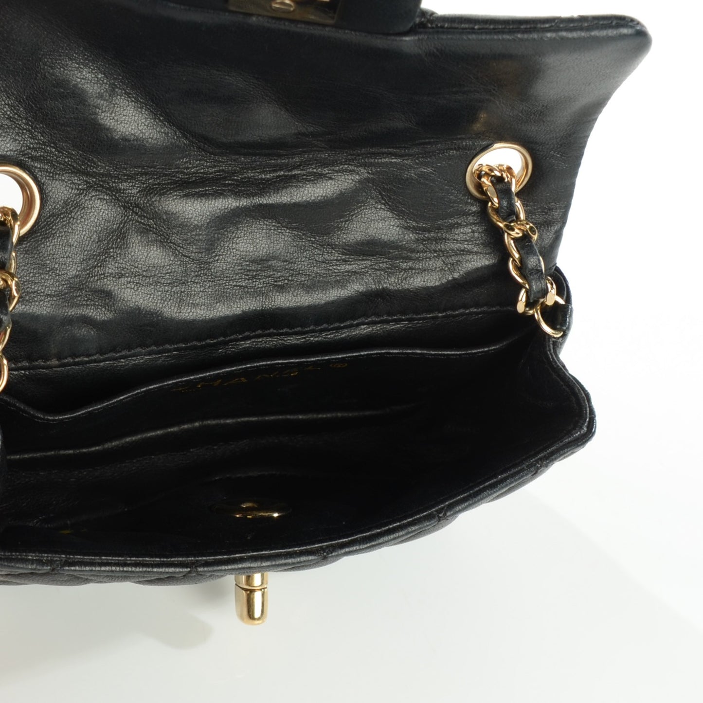 Lambskin Quilted Extra Mini Flap Heart Valentine Charms Black