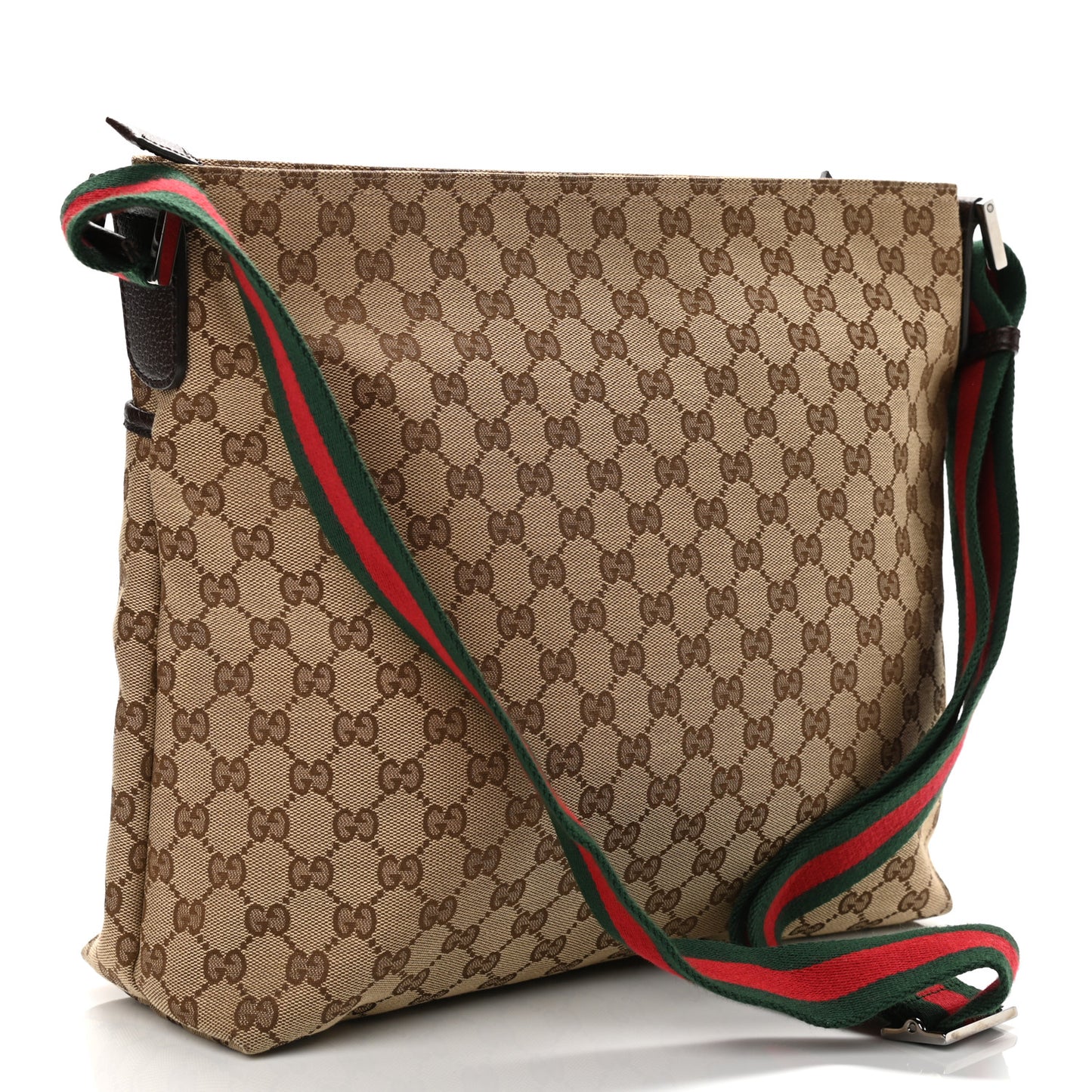 Monogram Web Medium Flat Messenger Bag Brown