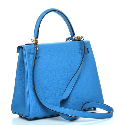 Hermes Togo Kelly Retourne 25 Bleu Zanzibar 4 of 30