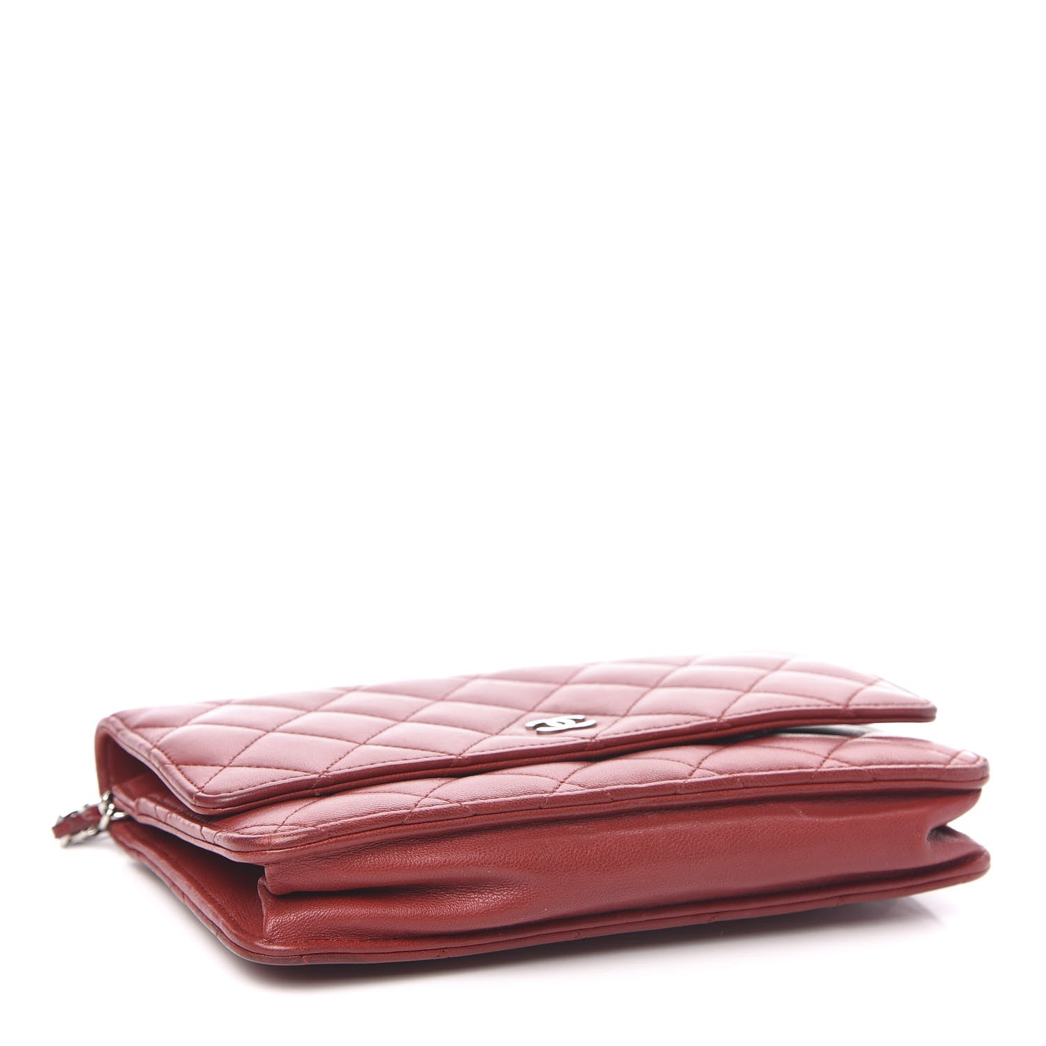 Chanel Lambskin Quilted Wallet On Chain WOC Red 4 of 12