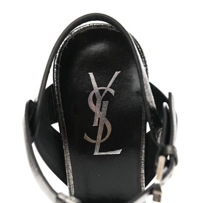Saint Laurent Metallic Calfskin Tribute 105 Platform Sandals 36.5 black 7 of 9
