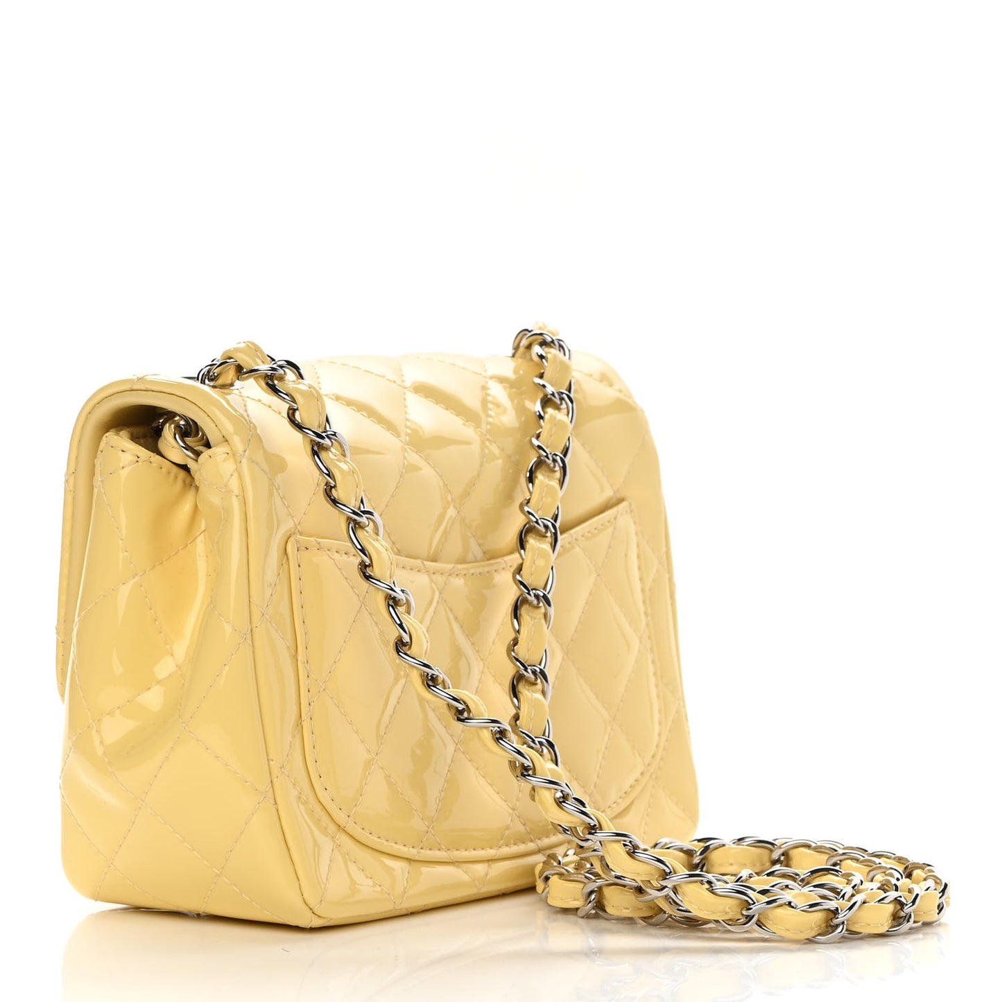 Patent Quilted Mini Square Flap Yellow