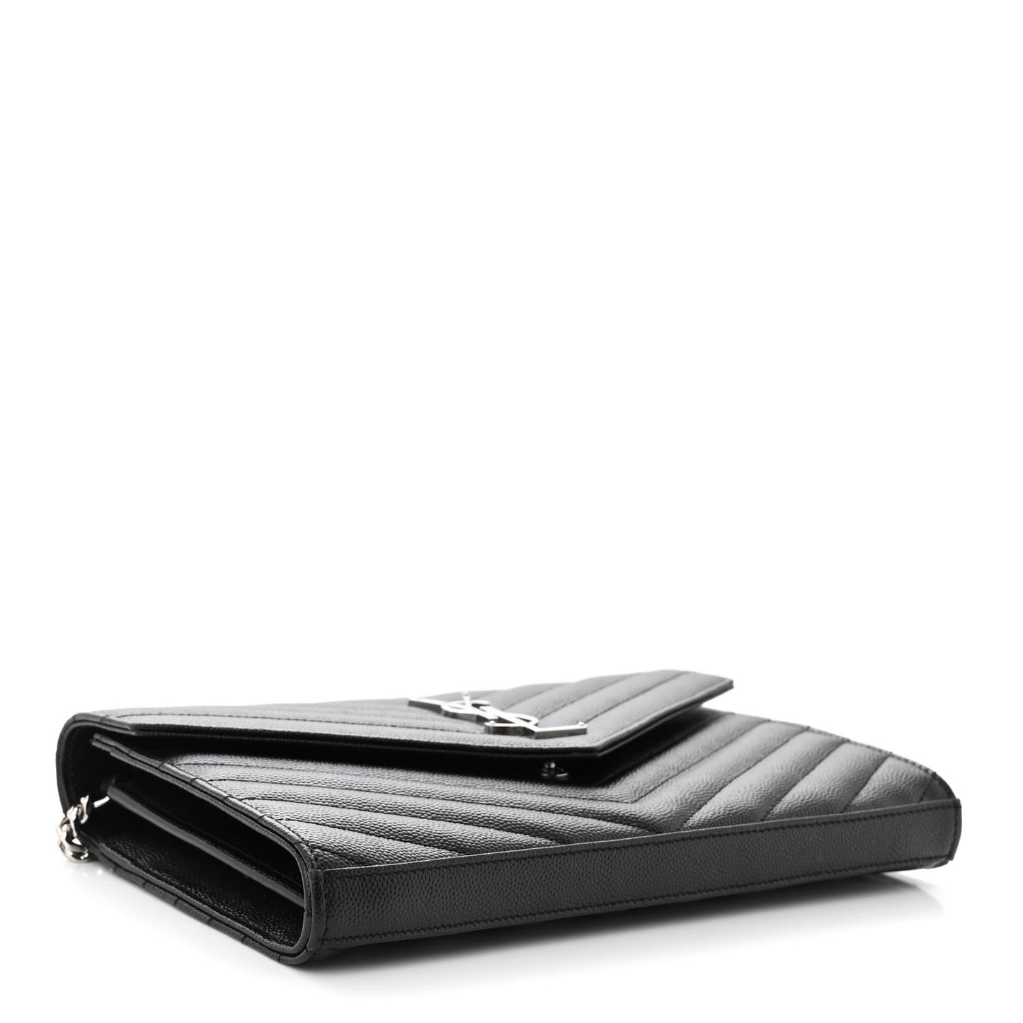 Grain De Poudre Matelasse Chevron Monogram Chain Wallet Black