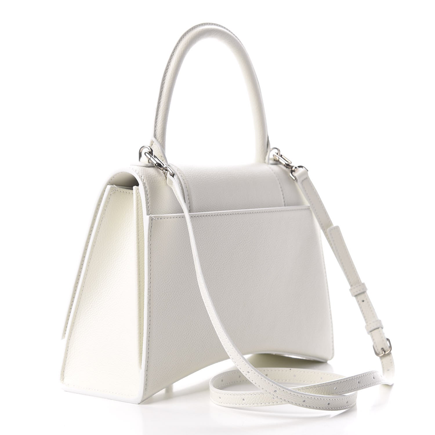 Balenciaga Grained Calfskin Medium Hourglass Top Handle Bag White 3 of 9