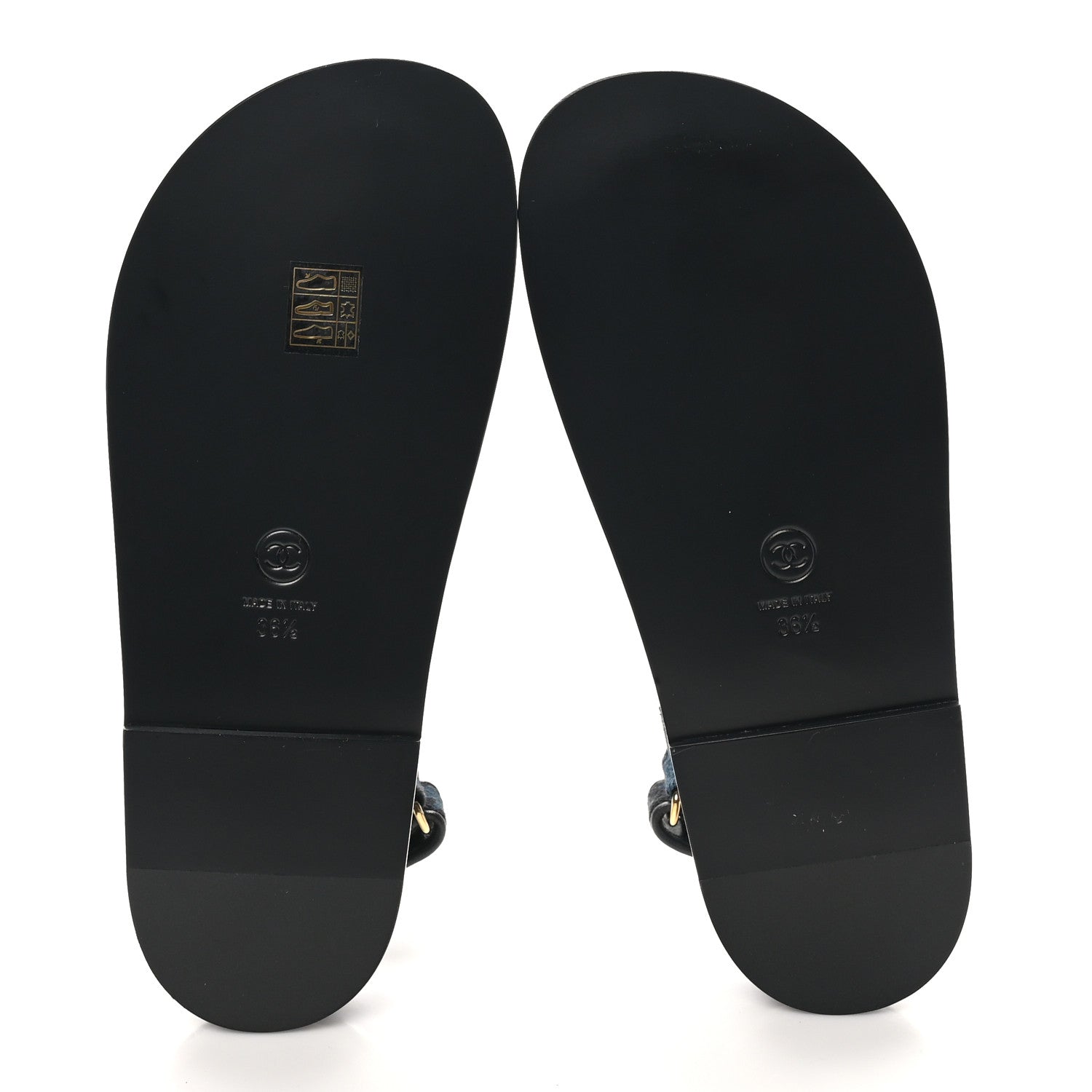 Chanel Denim Velcro Dad Sandals 36.5 Dark Grey Blue Black 6 of 9