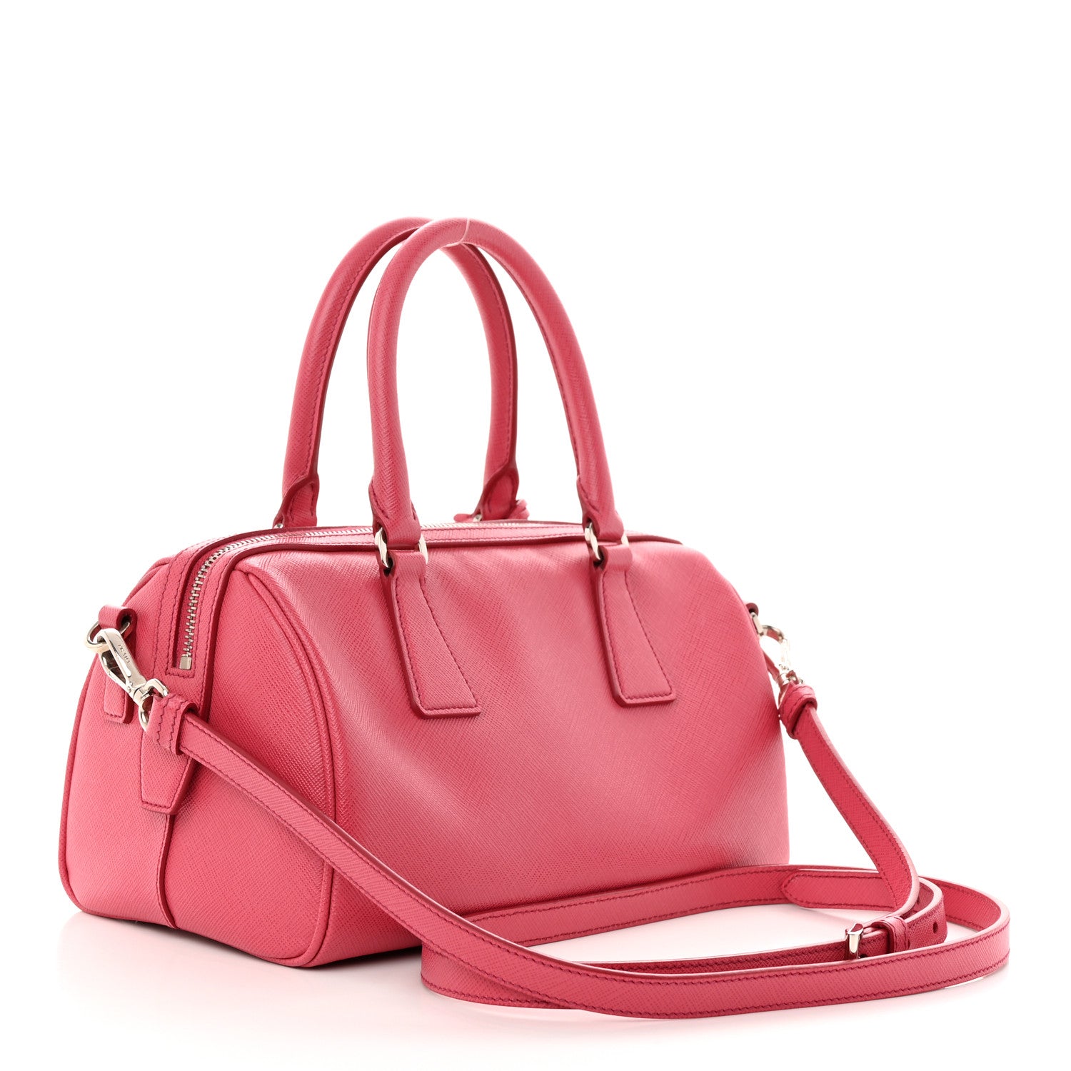 Prada Saffiano Lux Convertible Bowler Peonia 3 of 13