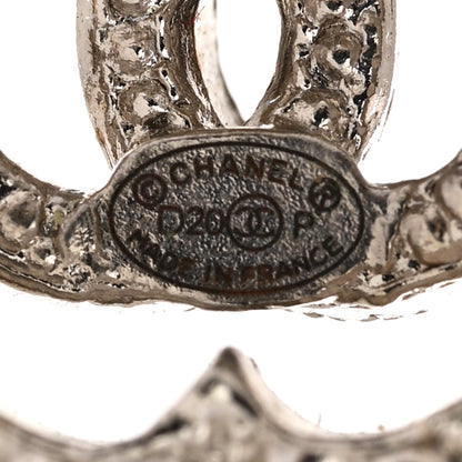 Chanel Crystal Coco Flapper Camellia CC Stud Earrings Silver 4 of 4
