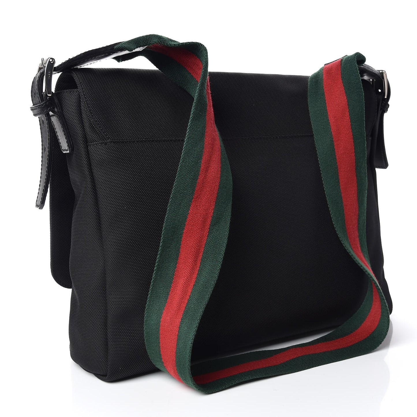 Techno Canvas Web Large Flap Messenger Bag Black