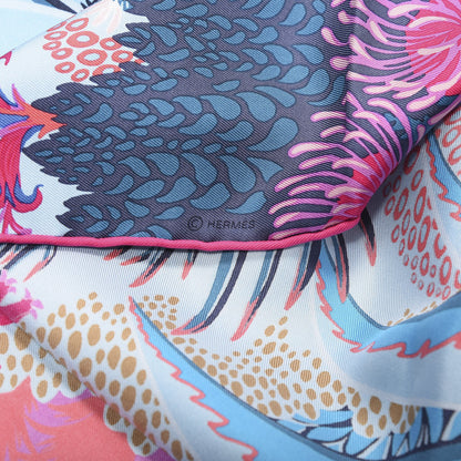 Hermes Silk Mountain Zebra Scarf 90 Turquoise Fuchsia Cobalt 8 of 13
