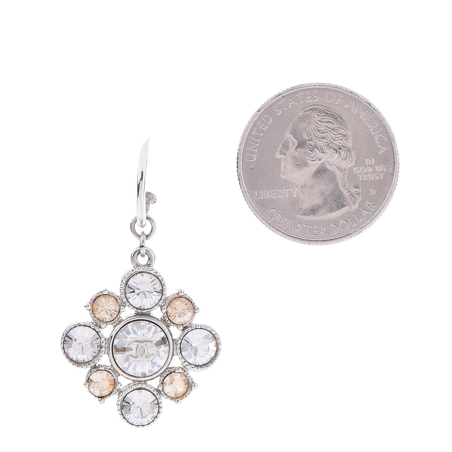 Crystal CC Dangle Earrings Silver