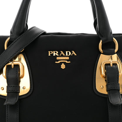 Prada Tessuto Nylon Soft Calfskin Shopping Satchel Black 8 of 10